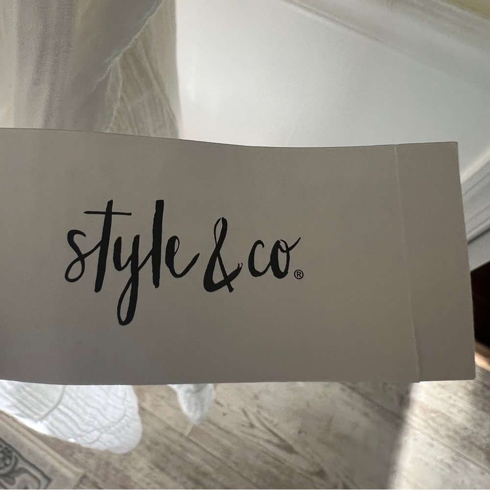 NWT! Style & Co. White Tie-neck Tiered Flutter Sleeve Sundress - 100% Cotton - Picture 9 of 13